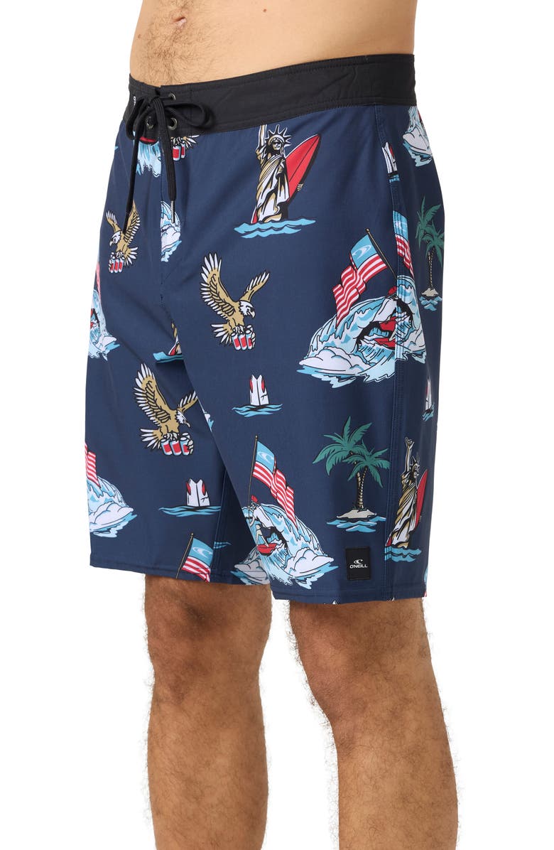 O'Neill Lennox USA 20 Board Shorts, Alternate, color, Navy