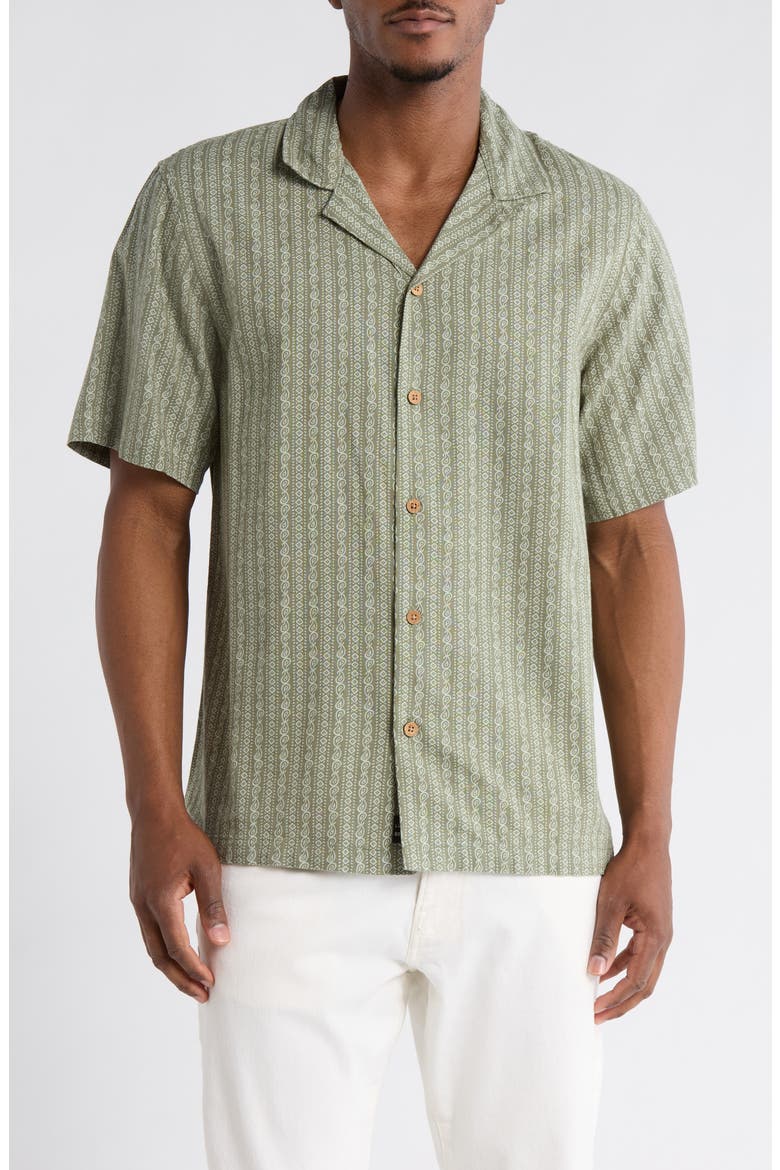 Paisley Club Camp Shirt, Main, color, GREEN STRIPE