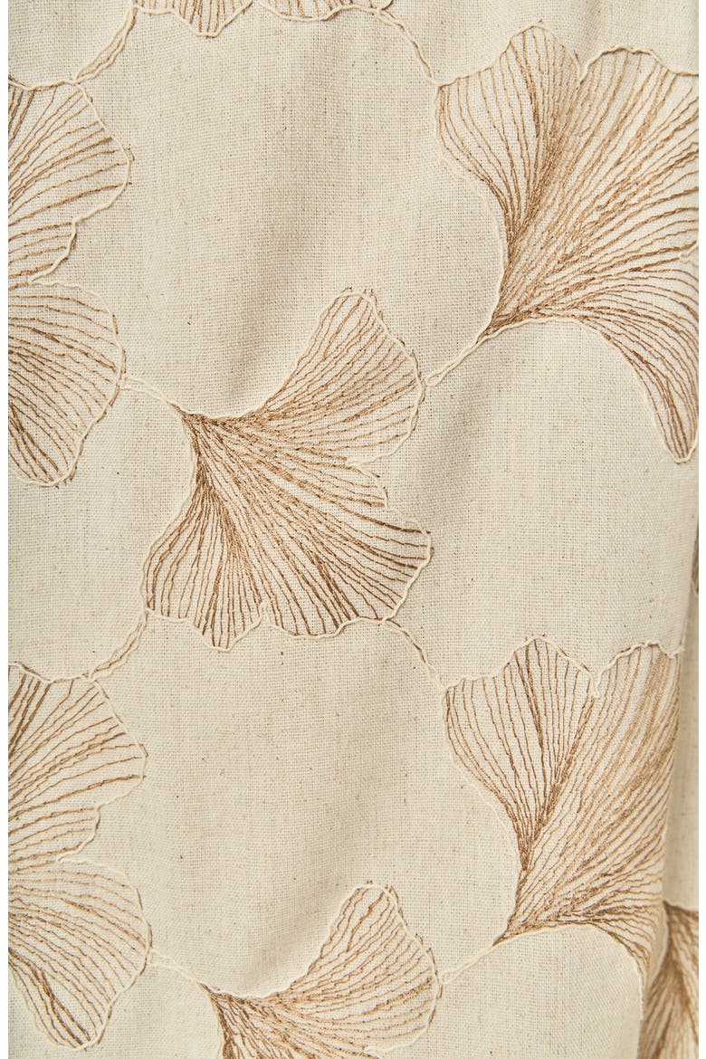 Ginkgo Leaf Embroidered Puff Sleeve Minidress, Alternate, color, BEIGE
