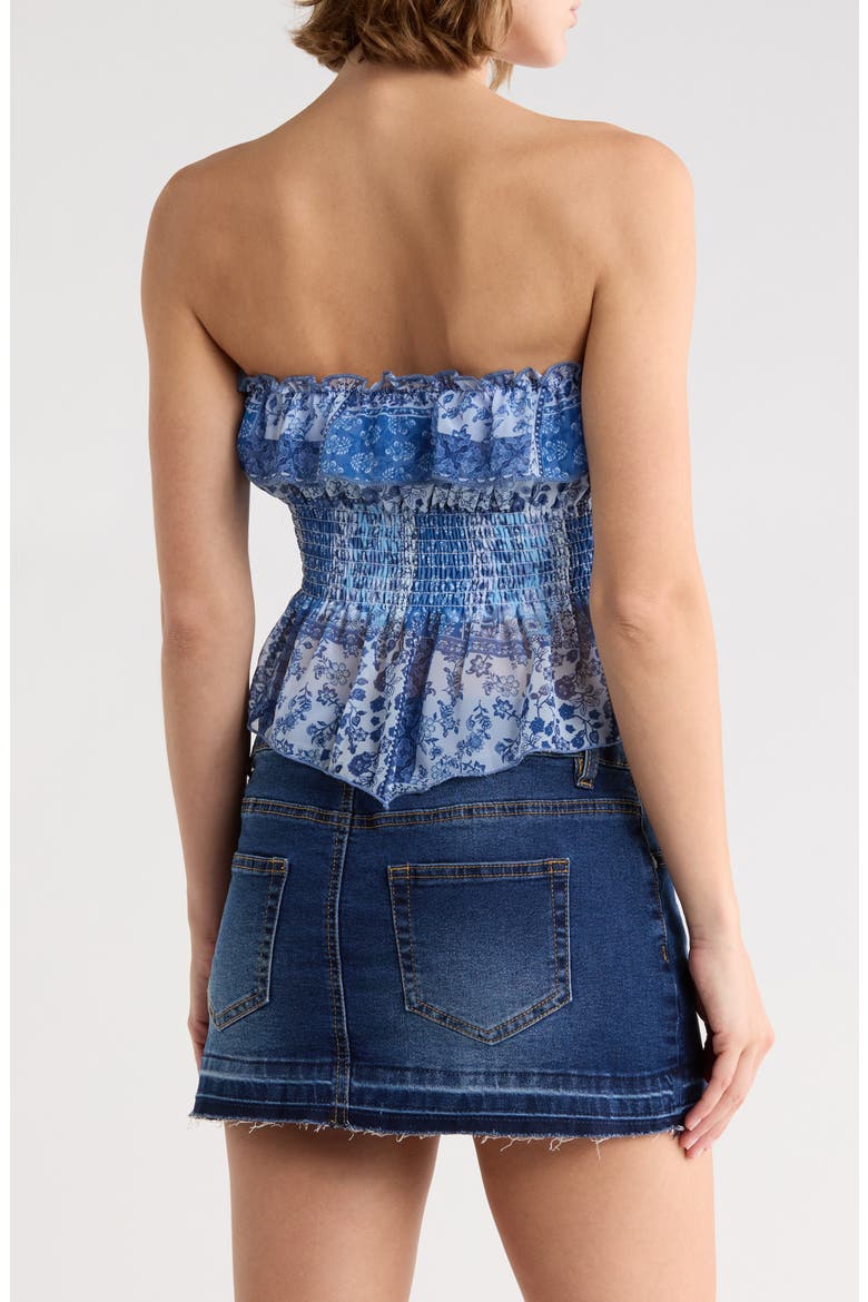 Floral Smocked Convertible Strapless Crop Top, Alternate, color, DUSTY BLUE MULTI