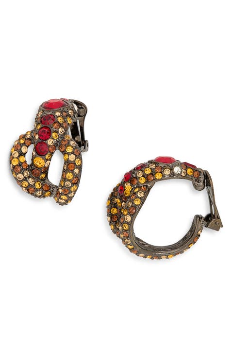 Snake Crystal Stone Pavè Hoop Earrings