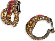 Kenneth Jay Lane Snake Crystal Stone Pavè Hoop Earrings
