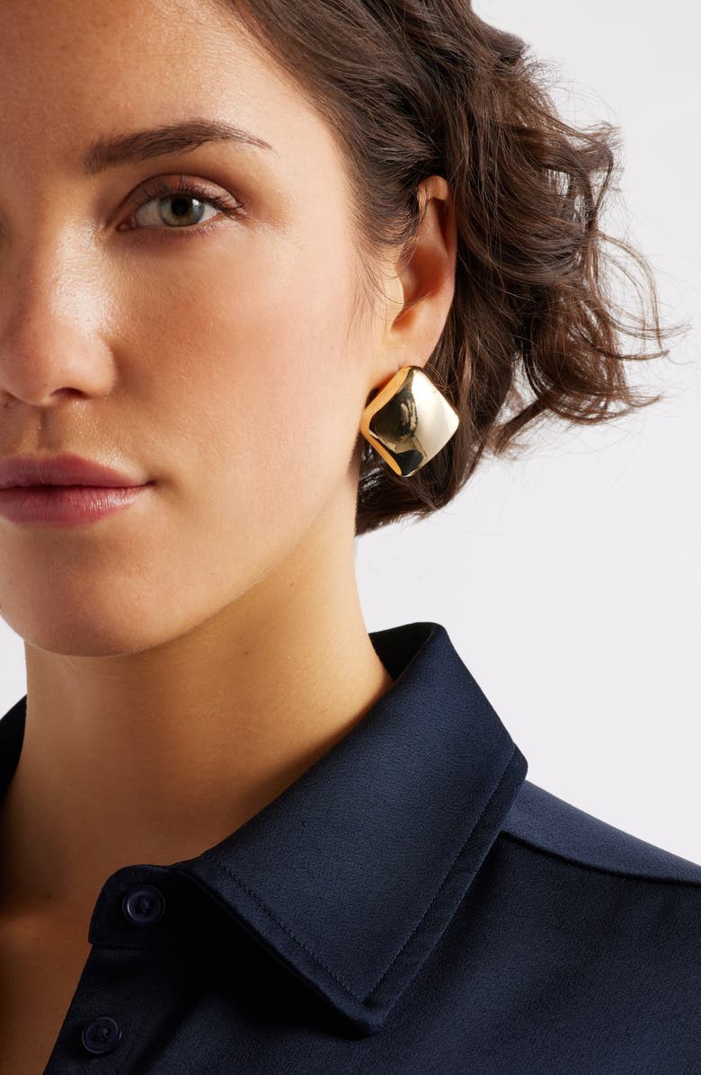 Nordstrom Puffed Square Button Stud Earrings, Alternate, color, Gold