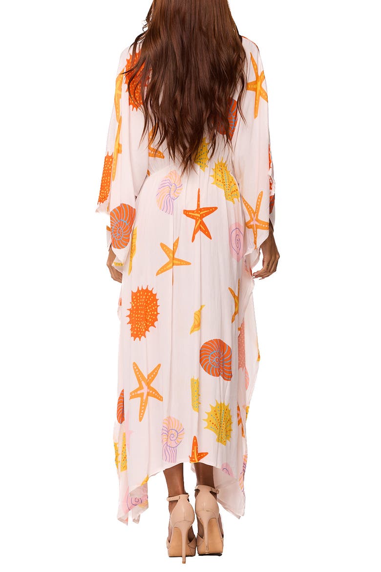 Longline Cover-Up Caftan, Alternate, color, CORAL