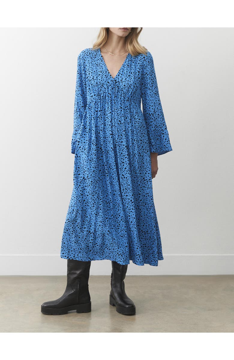 Finery London Laura V-Neck Animal Print Midi Dress, Alternate, color, Blue Animal