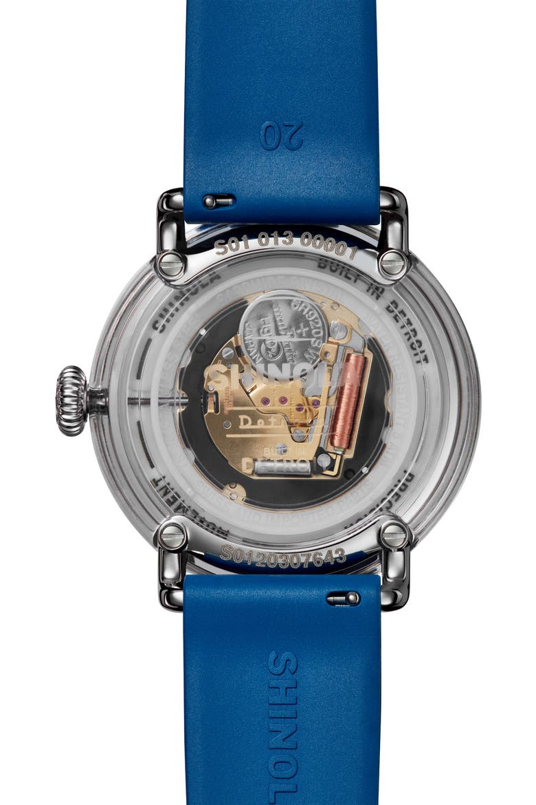 Detrola Rubber Strap Watch, 41mm, Alternate, color, DENIM BLUE