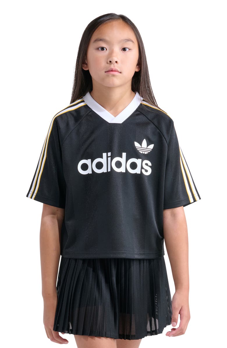 adidas Kids' Archive Recycled Polyester Crop Jersey, Alternate, color, Black