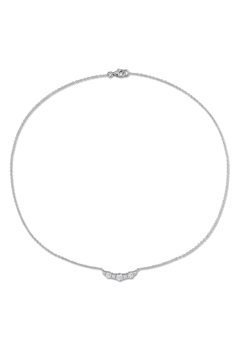 Lab-Grown Diamond Curved Bar Necklace, Alternate, color, Sterling Silver