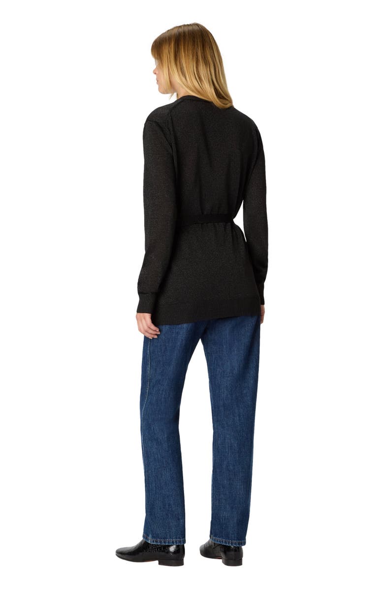 Missoni Cardigan With Belt In Lamé, Alternate, color, Black