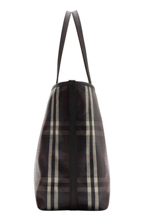 Burberry Medium Highlands Check Coated Canvas Tote In Brown