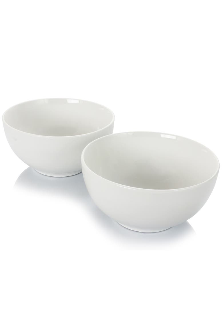 2 Piece 7 Inch Ceramic All-Purpose Round Bowl Set, Alternate, color, White