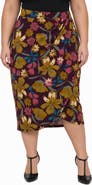 24seven Comfort Apparel Elevate Curvy Elastic High Waist Knee Length Tulip Pencil Skirt