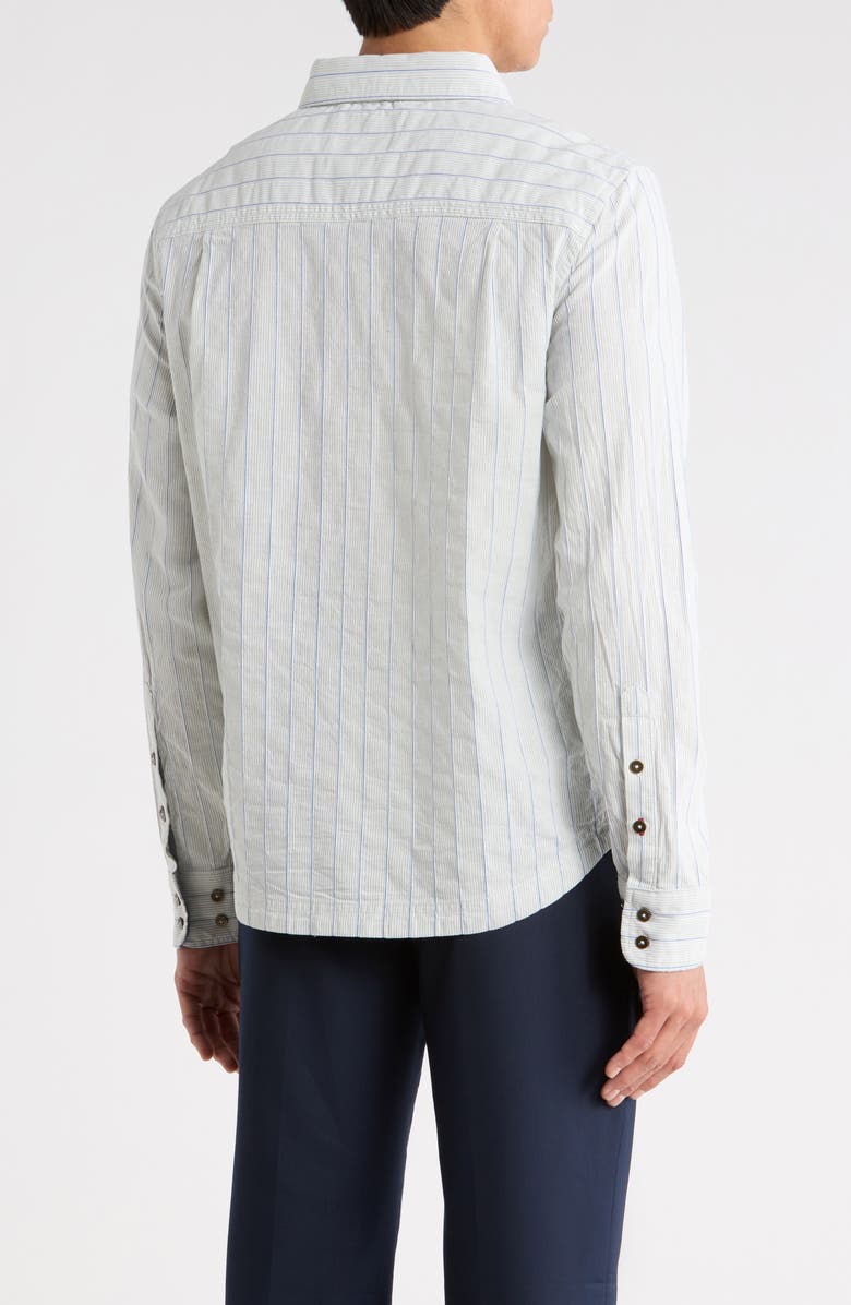 Imperfects Tradesman Stripe Cotton Chambray Button-Up Shirt, Alternate, color, Mineral Stripe