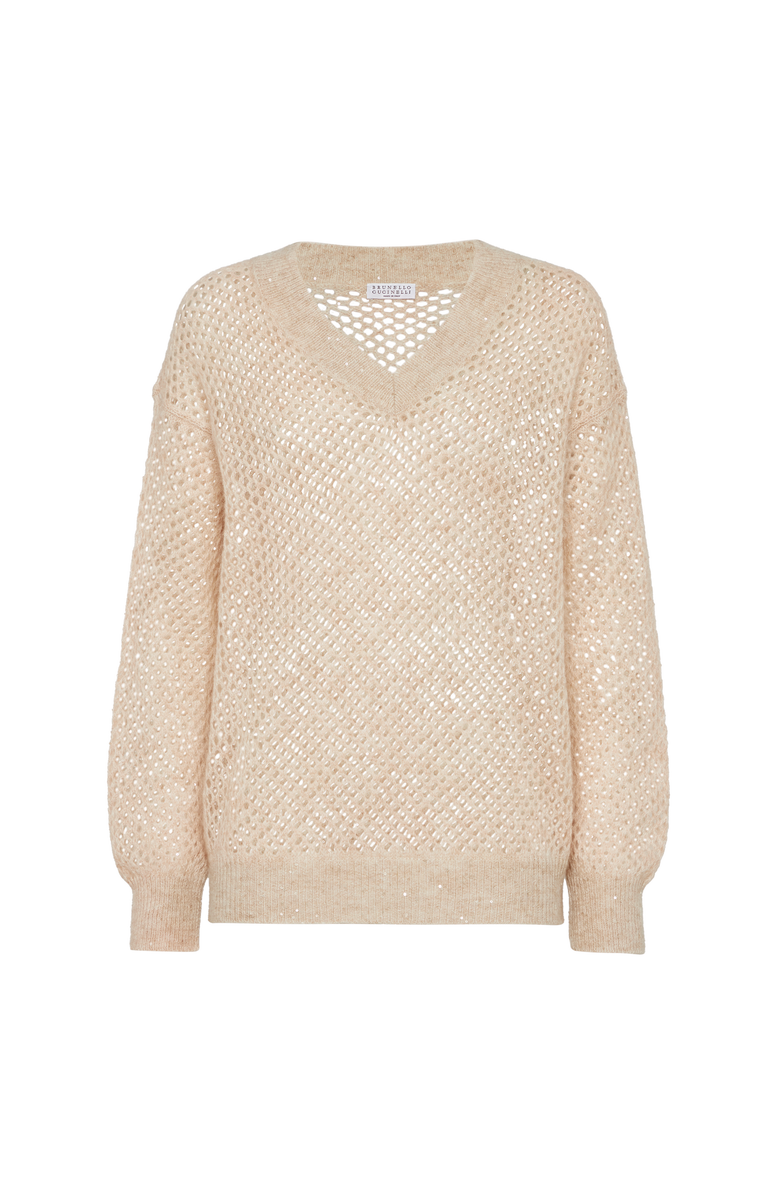 Brunello Cucinelli Dazzling Mesh sweater, Main, color, Warm Beige