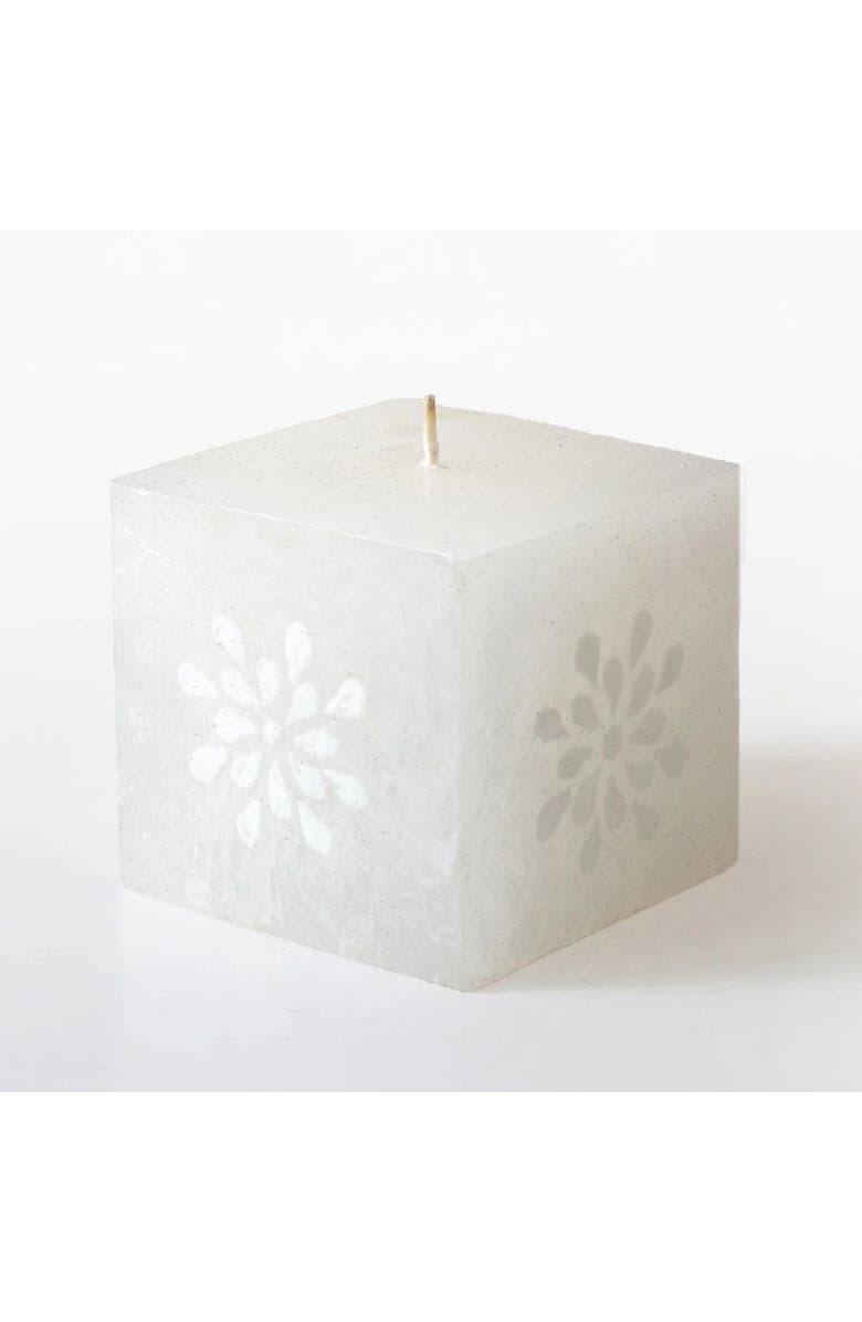 Thumbprint Artifacts White on White Painted Cube Candle, Main, color, White On White - 3X3x3"
