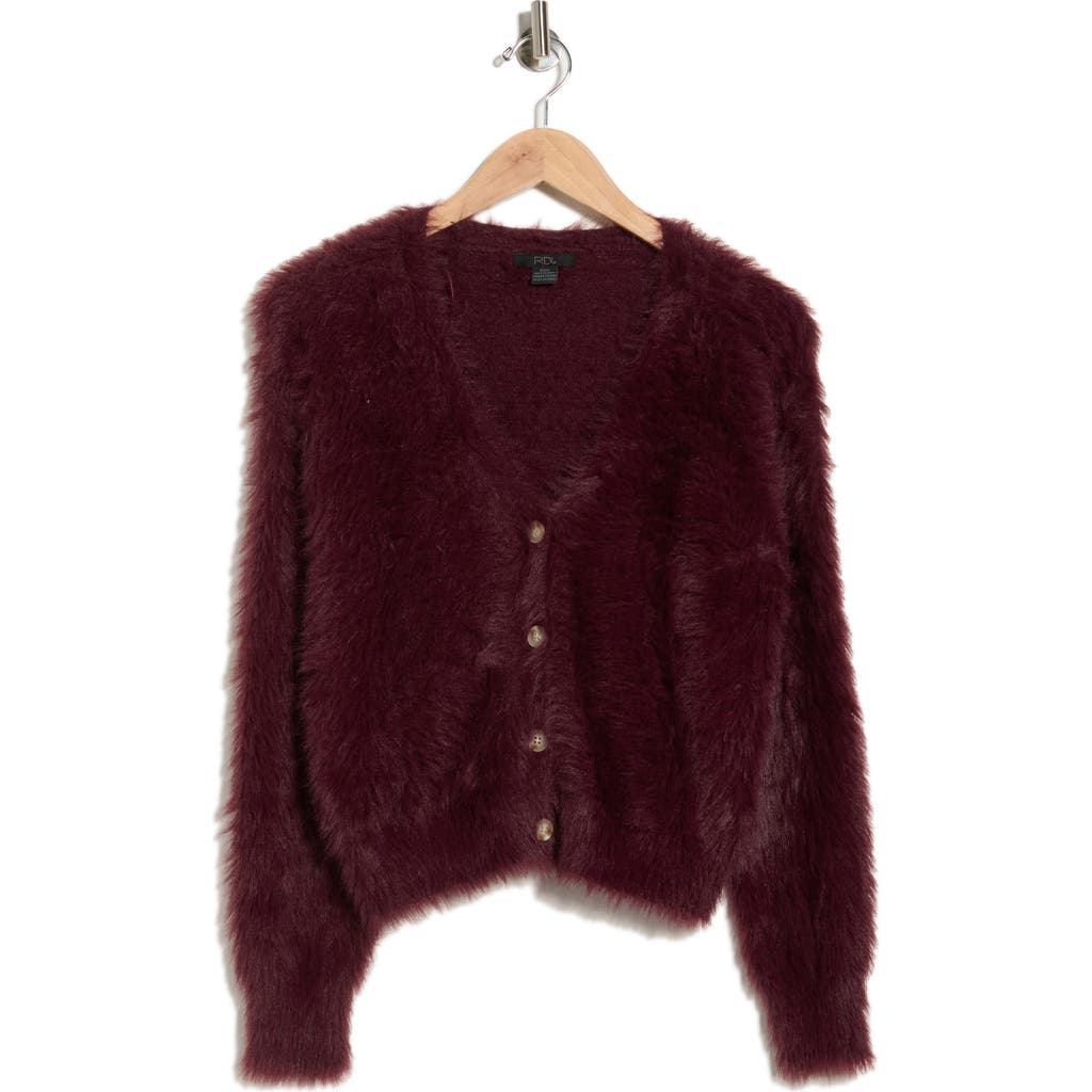 Rdi V-neck Faux Fur Cagan In Burgundy