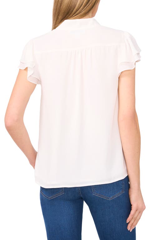 Shop Cece Flutter Sleeve Georgette Top In New Ivory