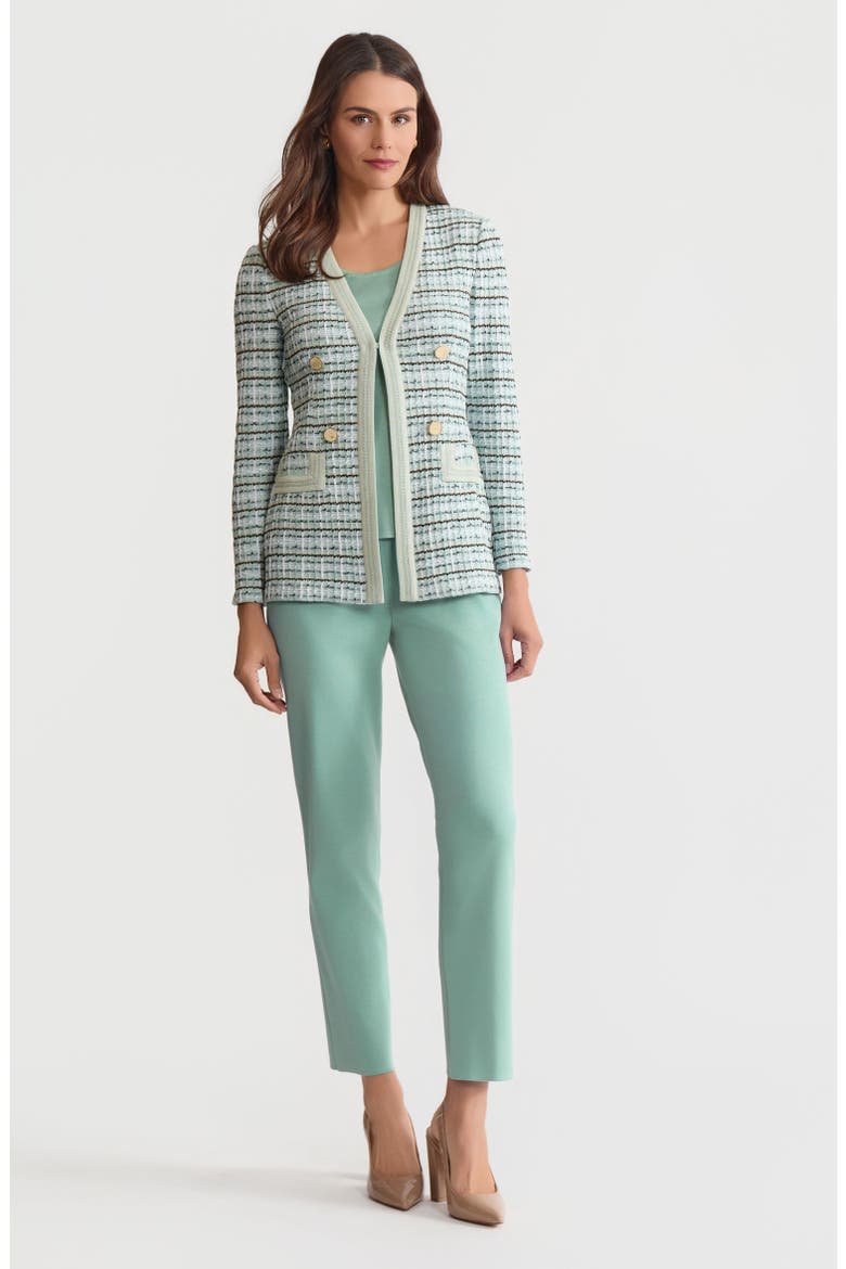 Tailored Plaid Textured Knit Jacket, Alternate, color, Fresh Mint/Mystic Green