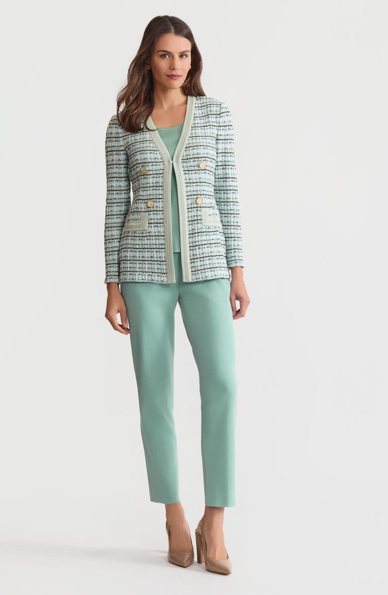 Misook Tailored Plaid Textured Knit Jacket, Alternate, color, Fresh Mint/Mystic Green