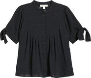 Treasure & Bond Tie Sleeve Jacquard Button-Up Shirt