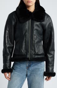 Schott NYC B-3 Genuine Shearling Lined Leather Bomber Jacket