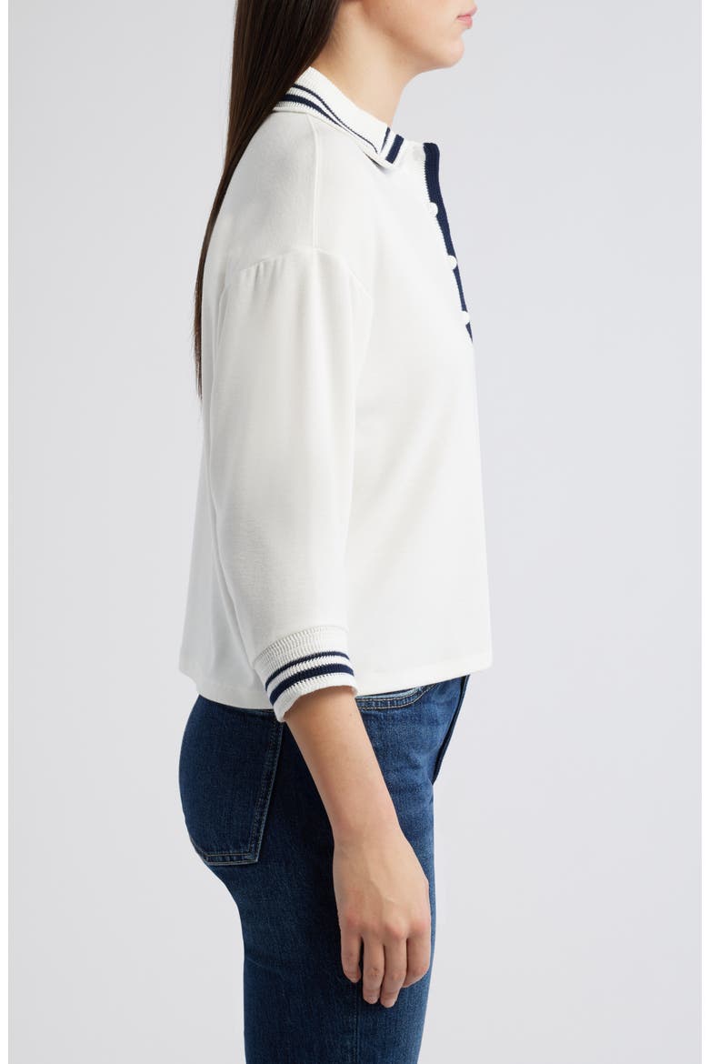 Crochet Stripe Top, Alternate, color, OFF WHITE/ NAVY