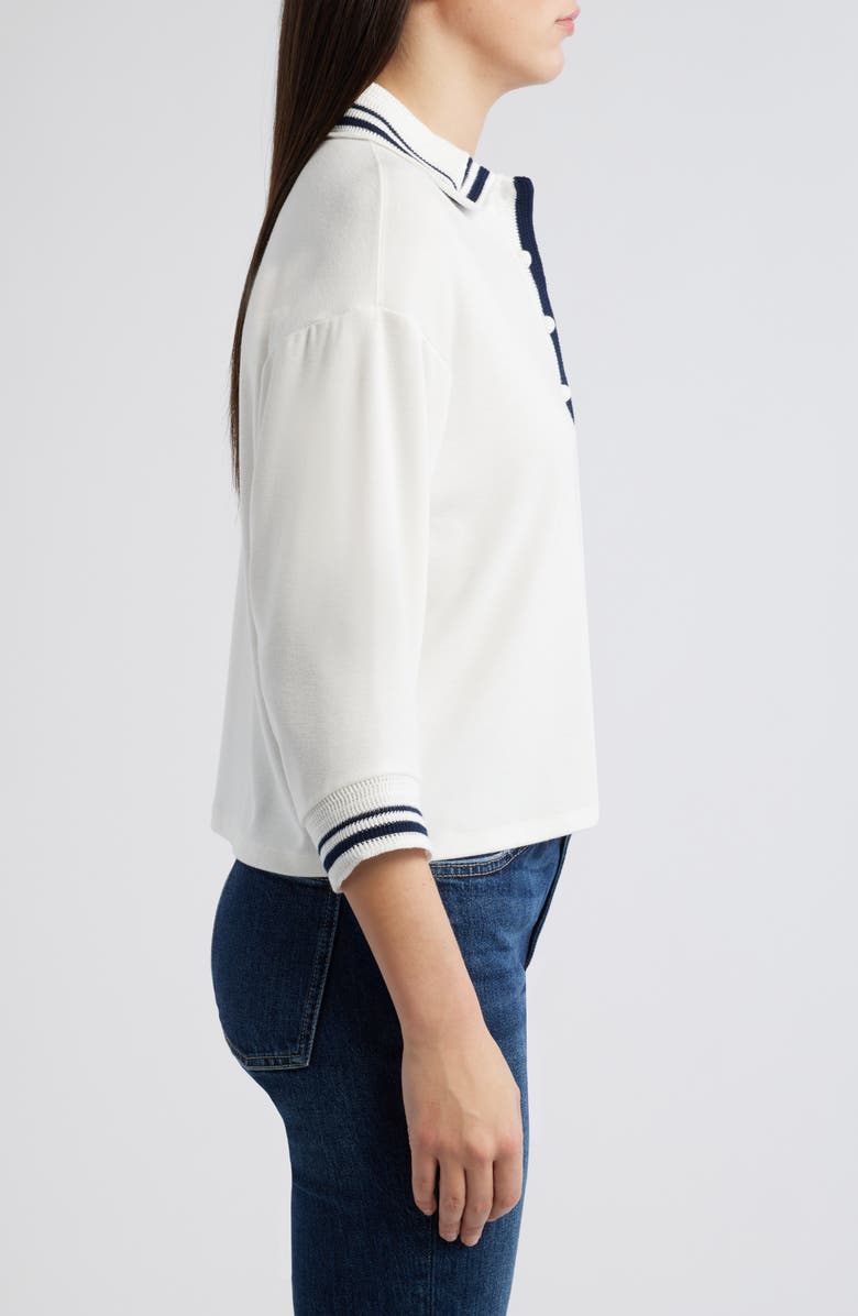 Wit & Wisdom Crochet Stripe Top, Alternate, color, Off White/ Navy