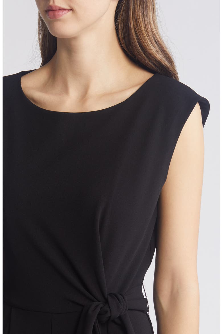 Side Tie Scuba Crepe Crop Wide Leg Jumpsuit, Alternate, color, BLACK
