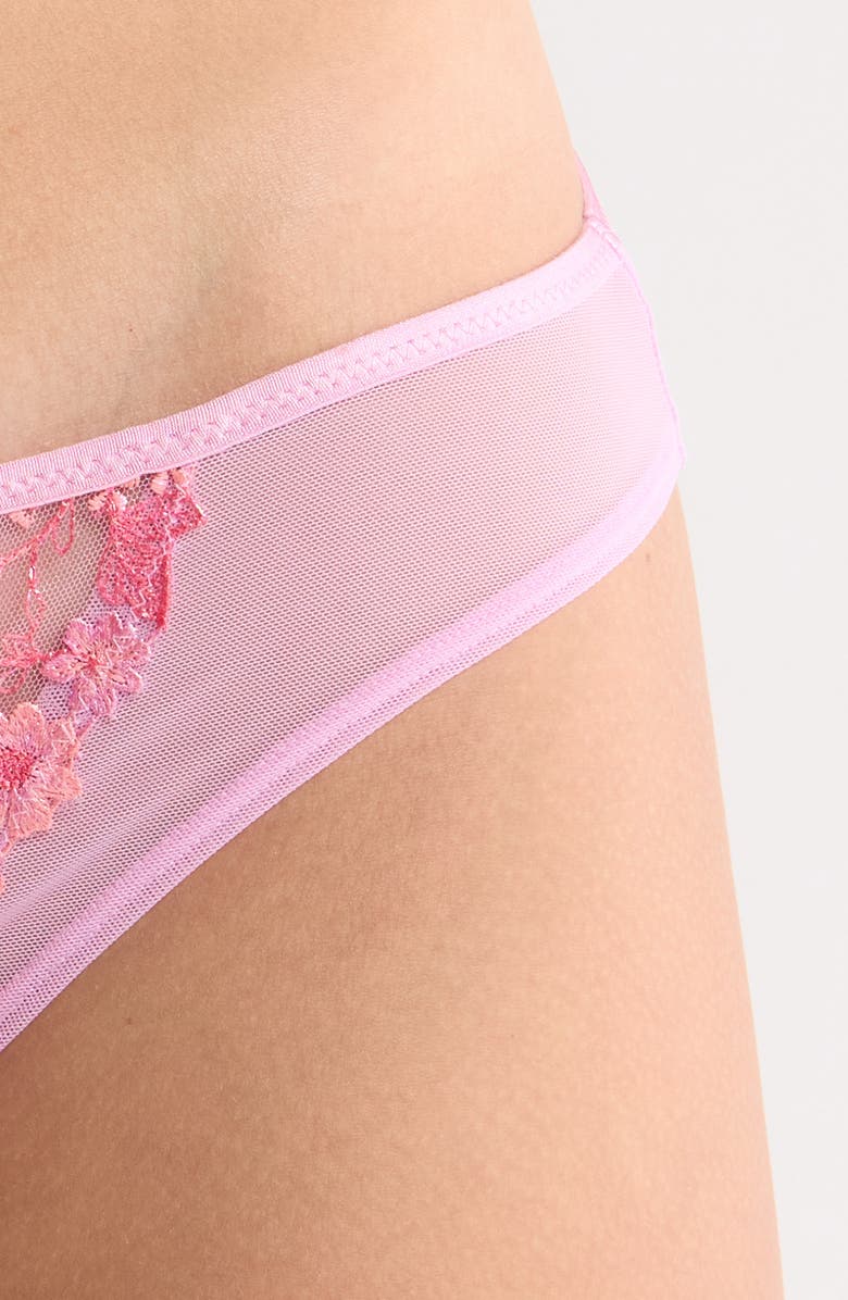 Hunkemöller Lillia Embroidered Mesh Brazilian Panties, Alternate, color, Pastel Lavender