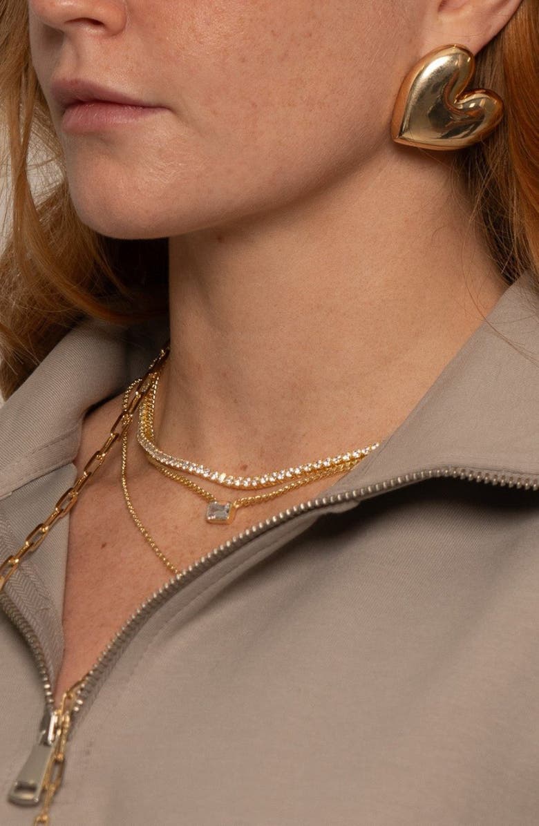 SHYMI Oversize Puffy Heart Statement Earrings, Alternate, color, Gold