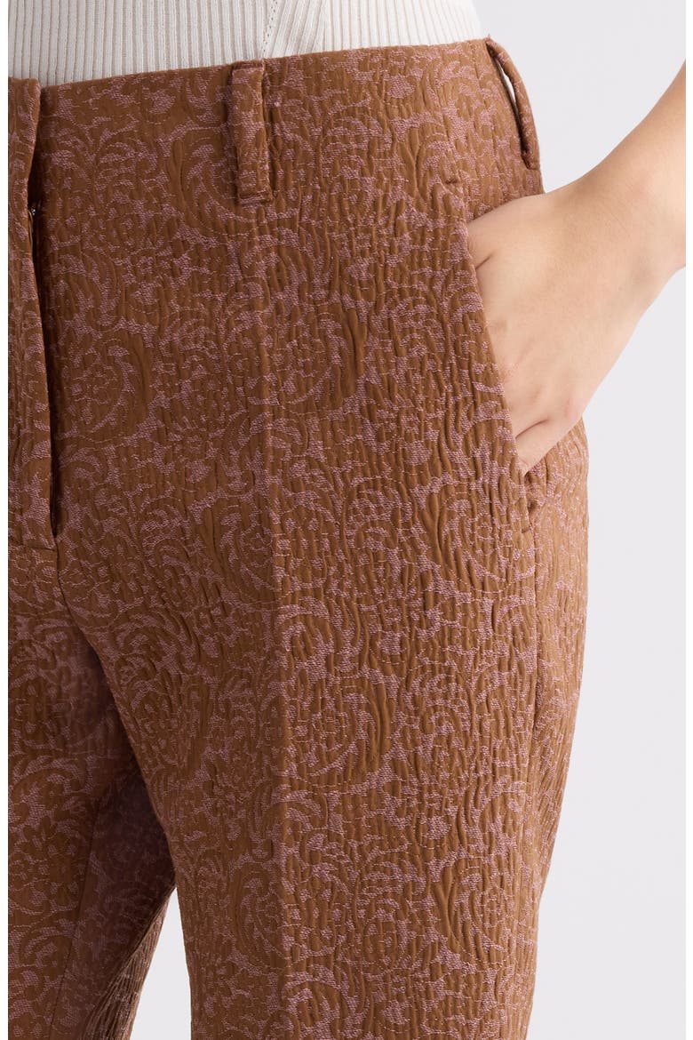 Paloma Floral Jacquard Crop Straight Leg Pants, Alternate, color, PEACH