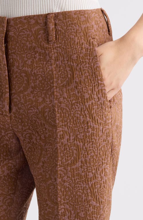Dries Van Noten Paloma Floral Jacquard Crop Straight Leg Pants In Peach