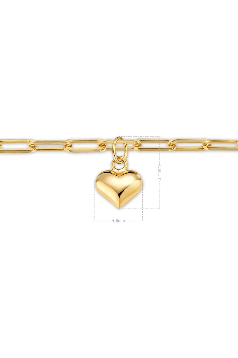Heart Charm Paperclip Chain Bracelet in 14K Gold, Alternate, color, Yellow Gold