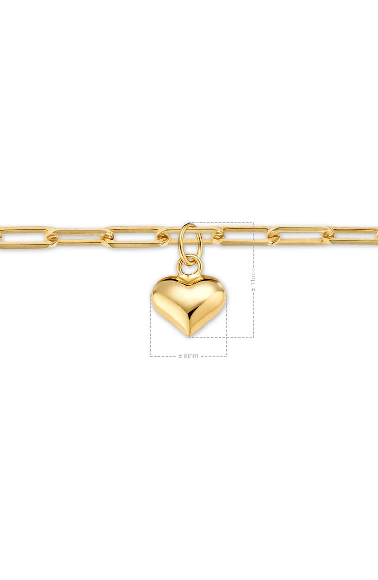 DEVATA Heart Charm Paperclip Chain Bracelet in 14K Gold, Alternate, color, Yellow Gold