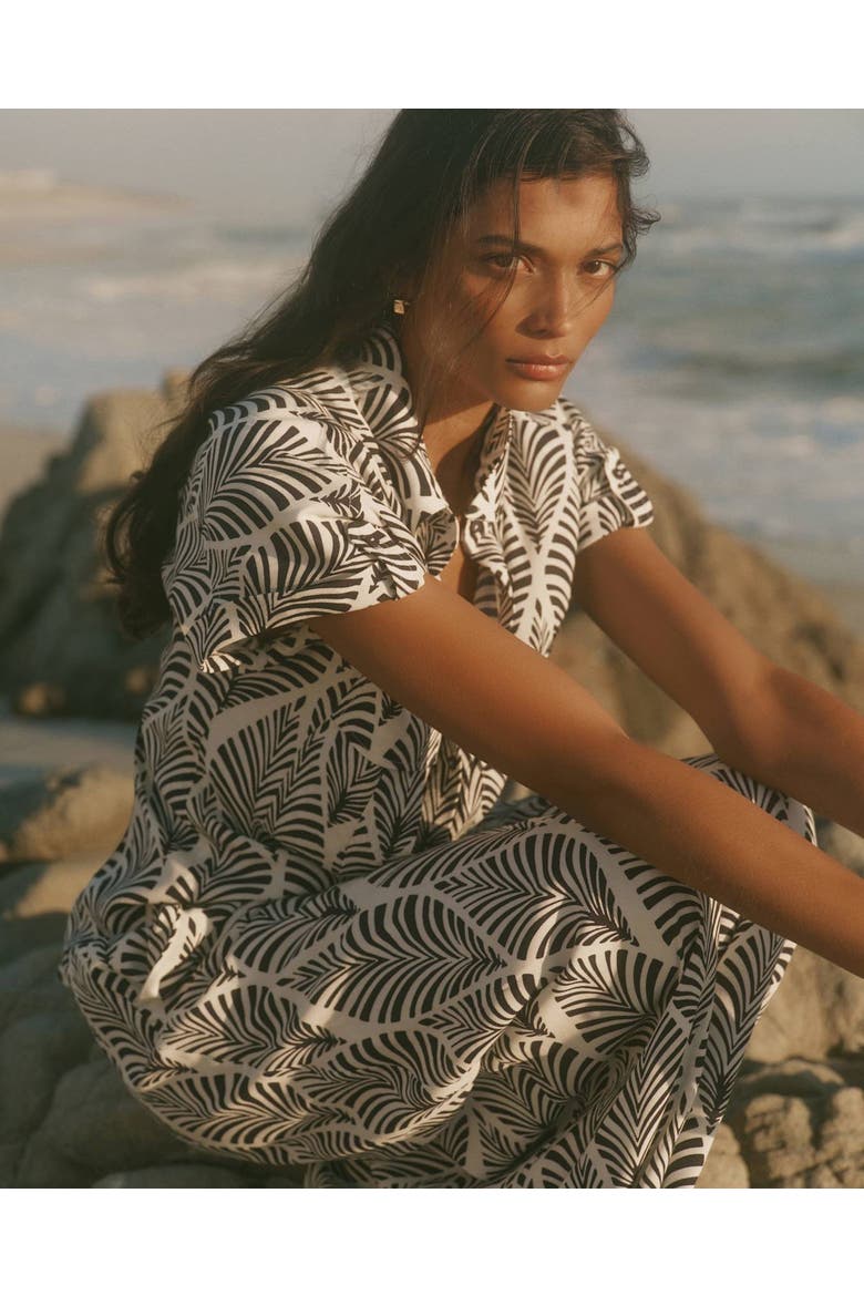 Leaf Print Resort Shirt, Alternate, color, Blue