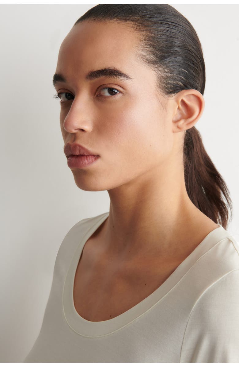 COS Slim Silk T-Shirt, Alternate, color, Ivory