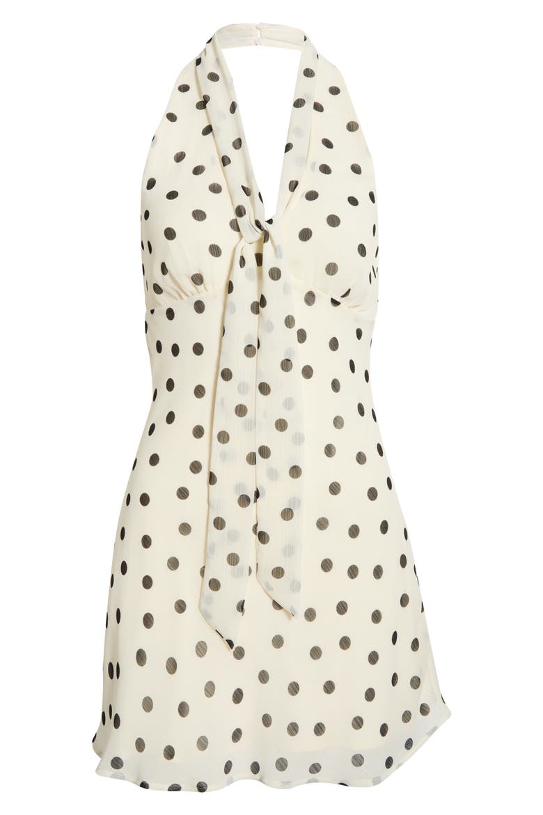 Polka Dot Halter Neck Minidress, Alternate, color, IVORY BLACK DOT