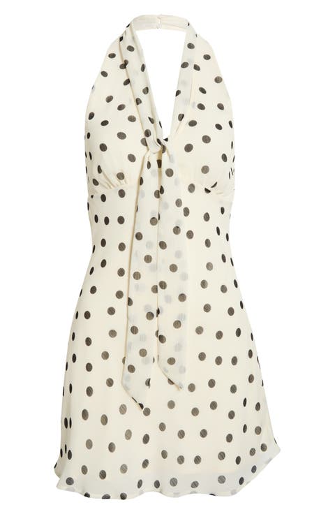 Polka Dot Halter Neck Minidress