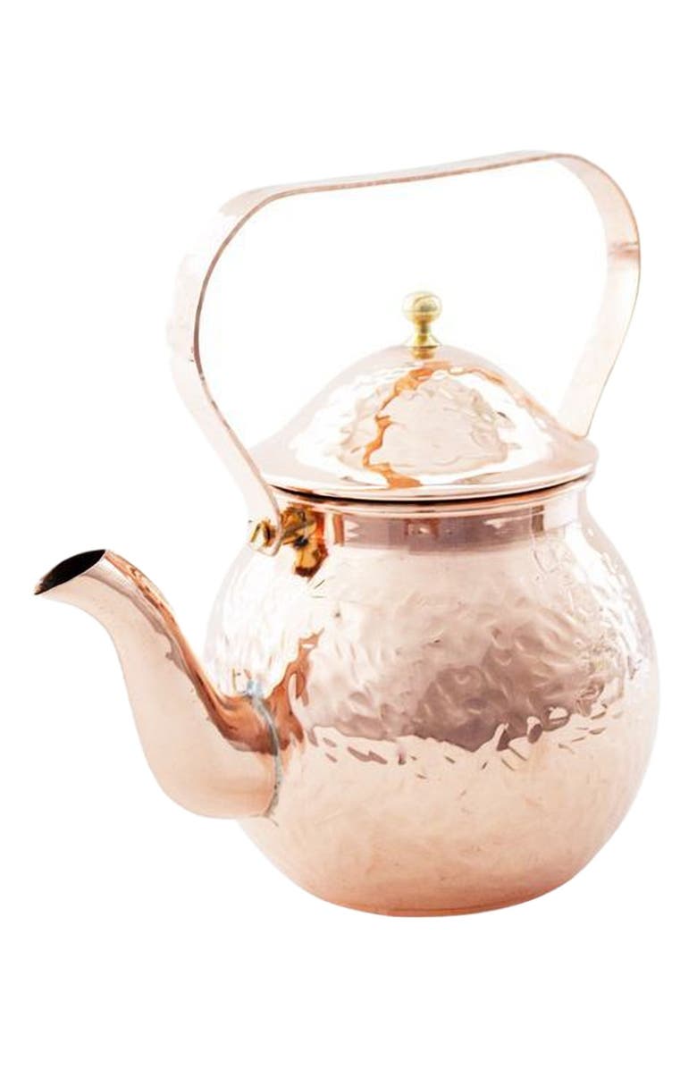 Coppermill Kitchen Vintage Inspired Copper Hand Hammered Teapot, Main, color, Copper