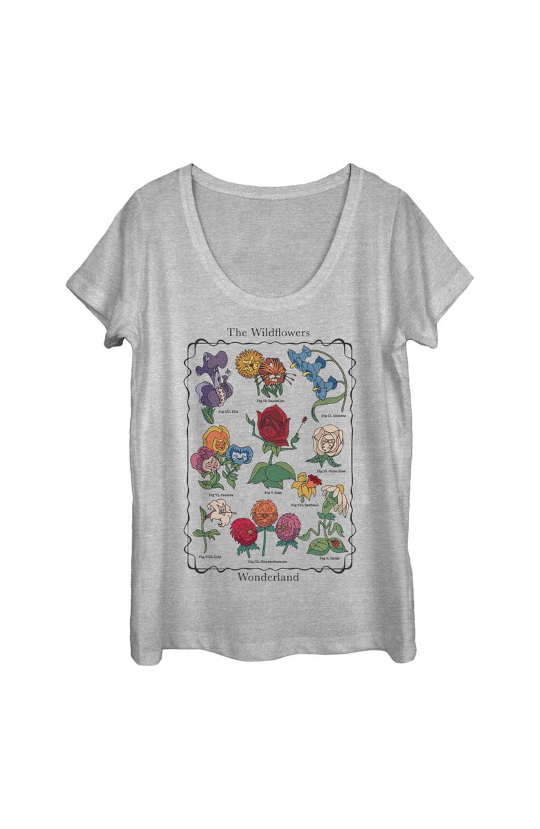 Alice in Wonderland Women's Alice in Wonderland The Wildflowers Chart  Graphic T-Shirt, Main, color, Athletic Heather