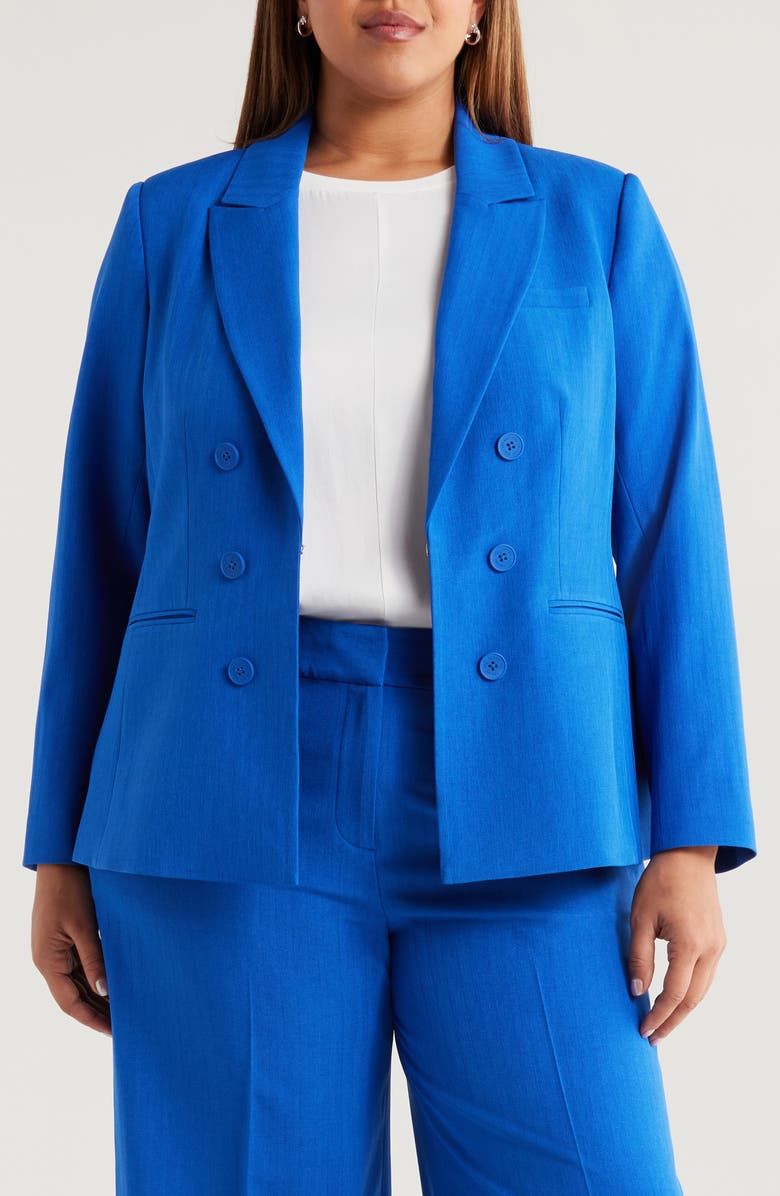 Tahari ASL Faux Double Breasted Jacket, Alternate, color, New Royal