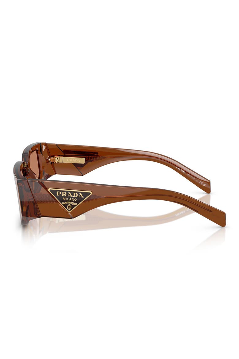 56mm Rectangular Sunglasses, Alternate, color, DARK TRANSPARENT / BROWN