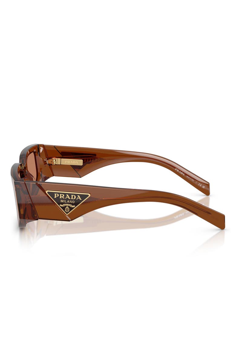 Prada 56mm Rectangular Sunglasses, Alternate, color, Dark Transparent / Brown