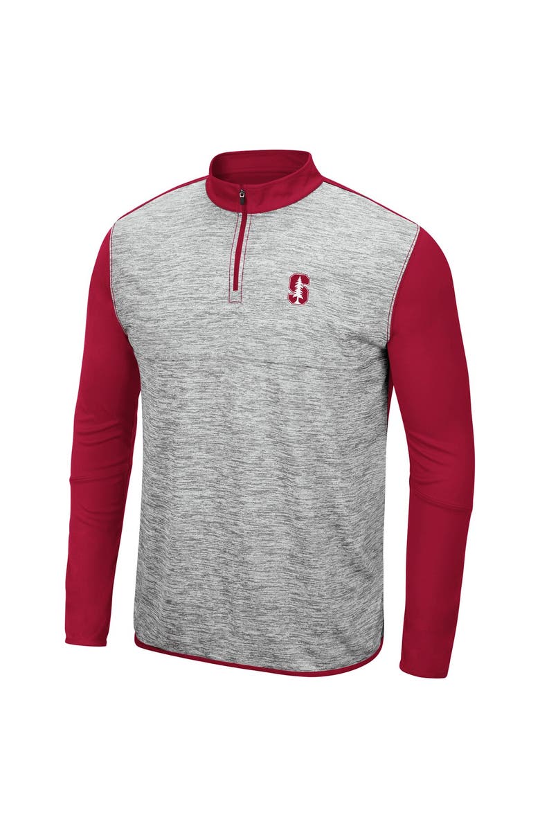 COLOSSEUM Men's Colosseum Heathered Gray/Cardinal Stanford Cardinal Prospect Quarter-Zip Jacket, Alternate, color, 
