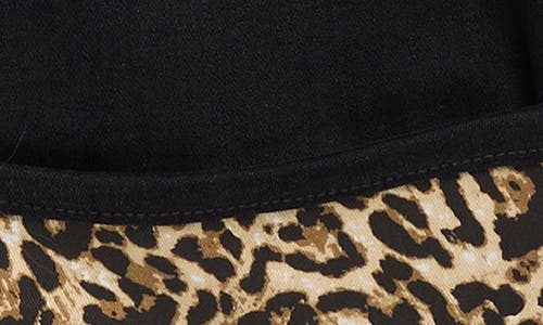 Tractr Kid's Leopard Cuff Wide Leg Pants In Black