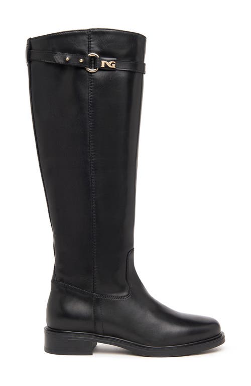 Nerogiardini Leather Buckle Tall Riding Boots In Black