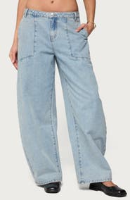 EDIKTED Jolie Low Rise Barrel Jeans