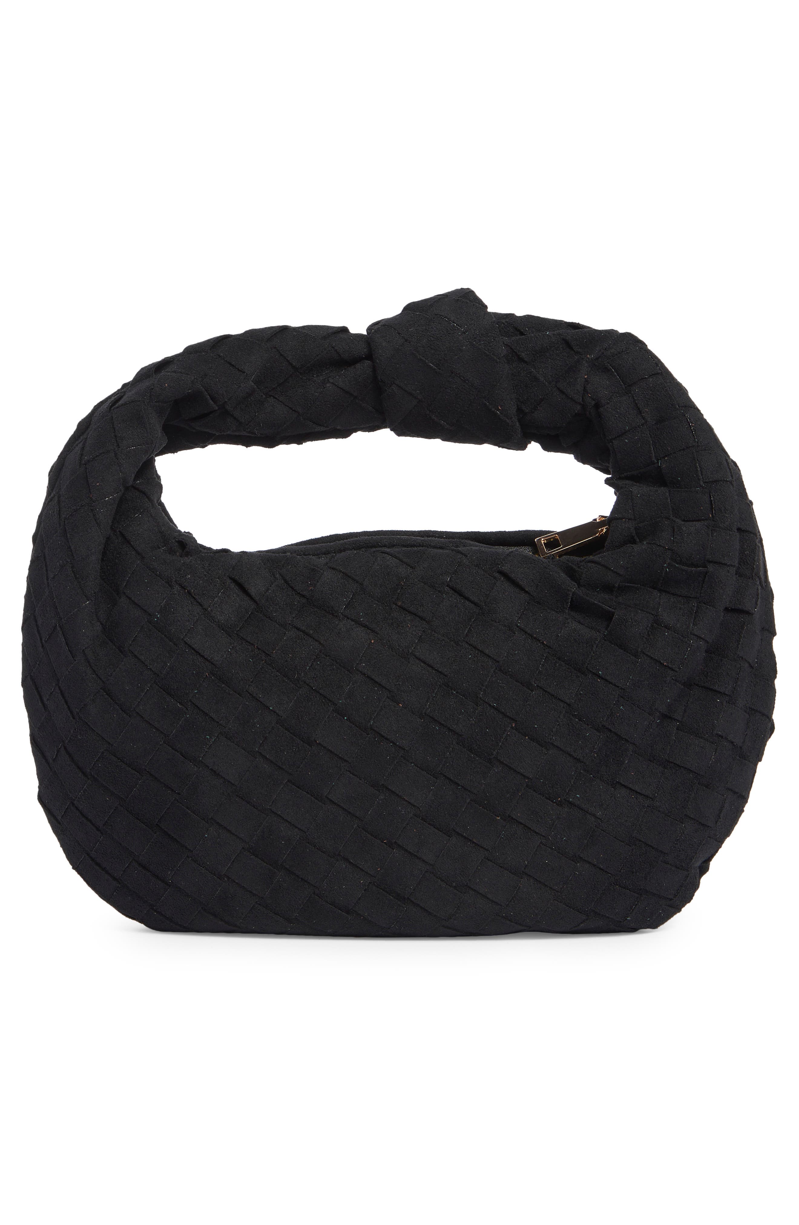 URBAN EXPRESSIONS HANDBAGS Woven Faux Suede Clutch, Alternate, color, Black