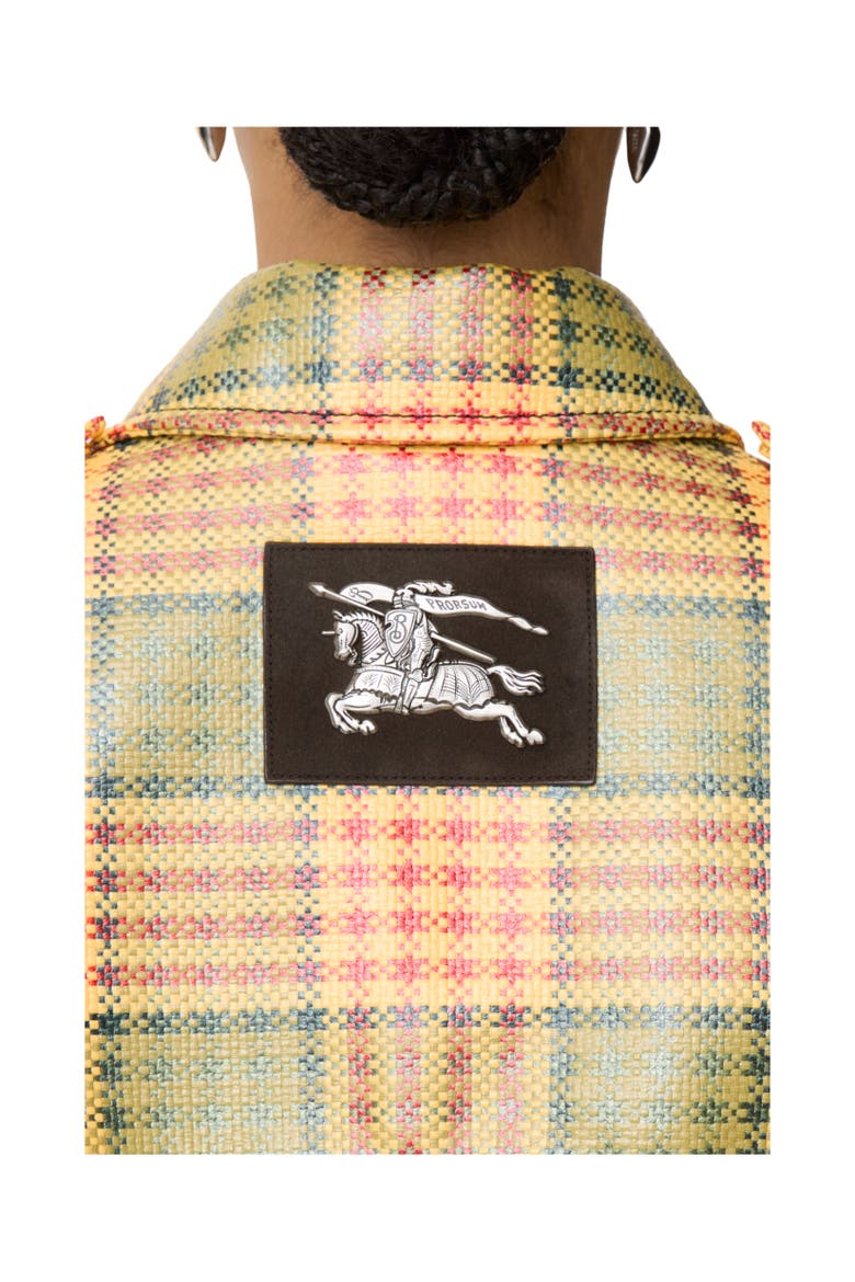 Short Check Coated Raffia-effect Summerside Trench Coat, Alternate, color, CHROME YLW/ POMEGRNTE