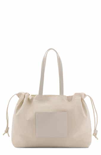 MANGO Cotton Canvas & Leather Shoulder Bag